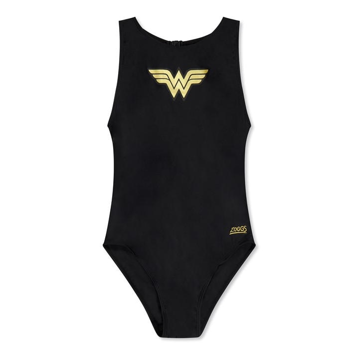 Zoggs  Kids Black Wonderwoman Hi Front  in Size 11 - 12 Years, Sports Direct