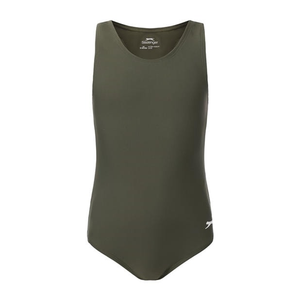 Khaki - Slazenger - LYCRA® XTRA LIFE™ Racer Back Swimsuit Girls