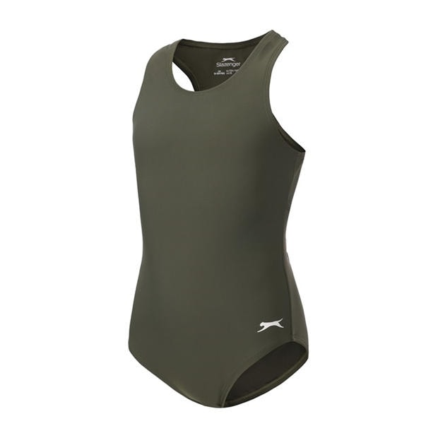 Khaki - Slazenger - LYCRA® XTRA LIFE™ Racer Back Swimsuit Girls