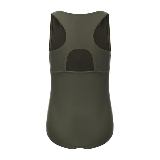Khaki - Slazenger - LYCRA® XTRA LIFE™ Racer Back Swimsuit Girls