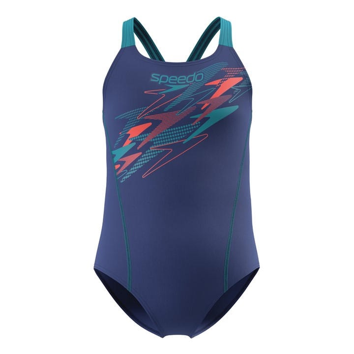 Speedo Girls Blue Medley Suit Jn63 in Size L, Sports Direct