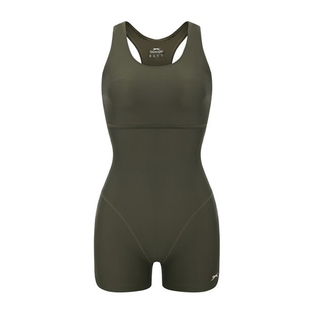 Khaki - Slazenger - LYCRA® XTRA LIFE™ Boyleg Swimsuit Ladies