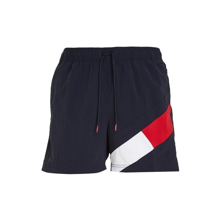 Tommy Hilfiger Men' Blue Slim Fit Drawstring Swim Shorts in Size S, Sports Direct