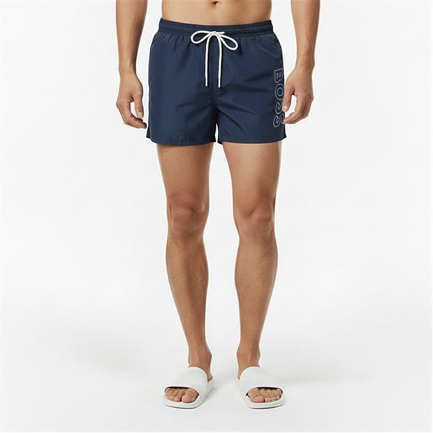 Tengerészkék 412 - Boss - Mens BOSS Swim Shorts with Logo Detail (Stormfish)