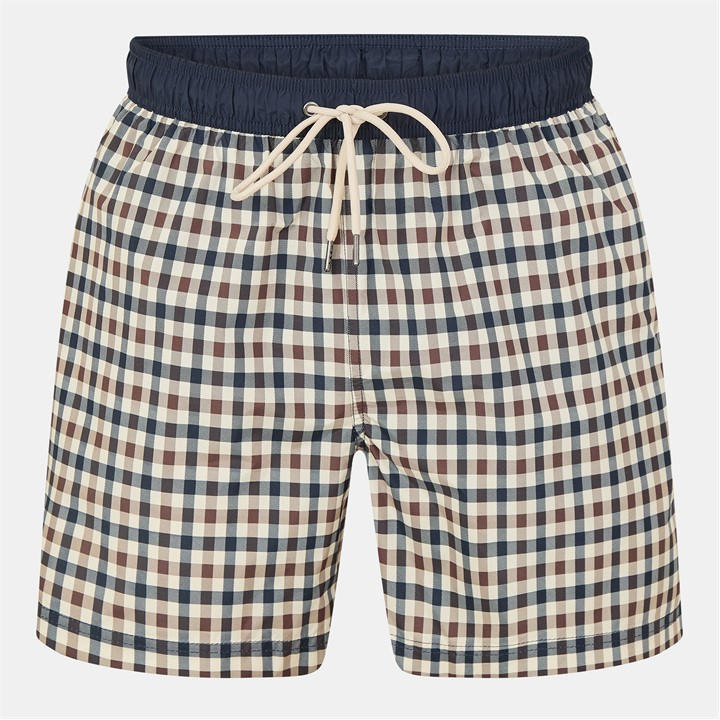 Aquascutum Men's  Beach Iconic Club Check Swim Shorts in Size XL, Sports Direct