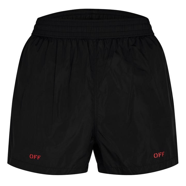 Off White Men' Black Stamp Swimshorts Signature Off Prints in Size S, Sports Direct