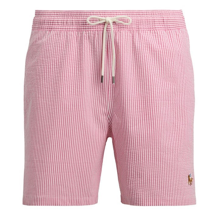 Polo Ralph Lauren Men's Pink Seersucker Traveller Swim Shorts in Size M, Sports Direct