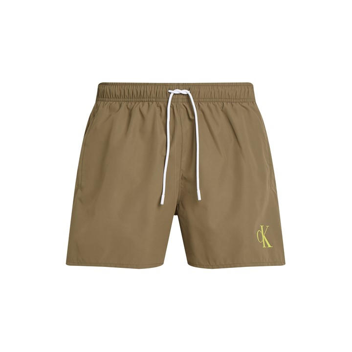 Calvin Klein Men' Green Medium Drawstring Quick-Drying Mid-Length Swim Shorts in Size S, Sports Direct