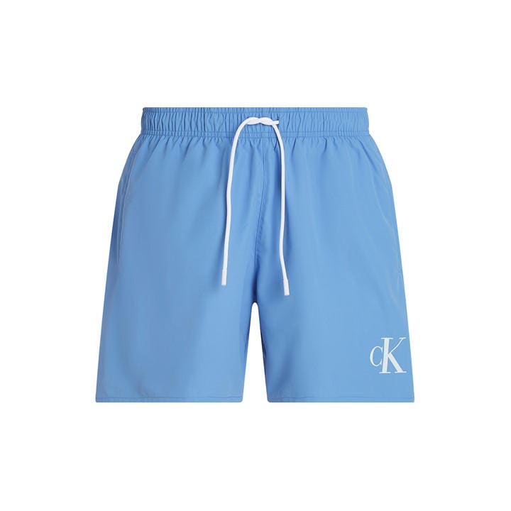 Calvin Klein Men' Blue Medium Drawstring Quick-Drying Mid-Length Swim Shorts in Size S, Sports Direct