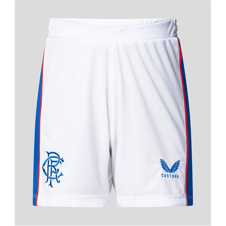 Castore  Kids ' Rangers Home Anniversary Fourth Licensed Football Shorts - White - 7-8 (S) - Image 2