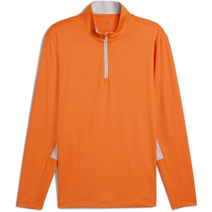 Puma Men's Orange 1/4 Zip Long Sleeve Performance Polo Shirt in Size 2XL, Sports Direct
