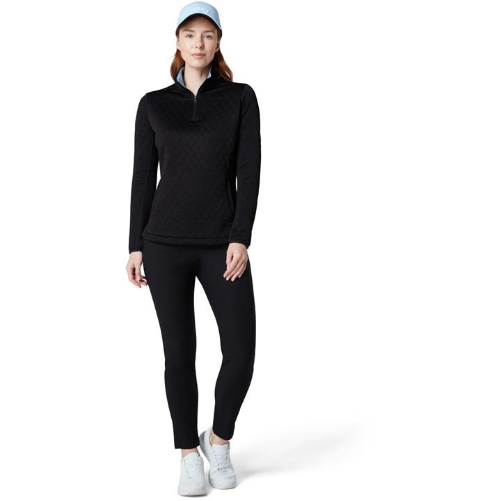 Callaway Women's Black Long-Sleeve Performance Quilted Polo Shirt in Size 10, Sports Direct