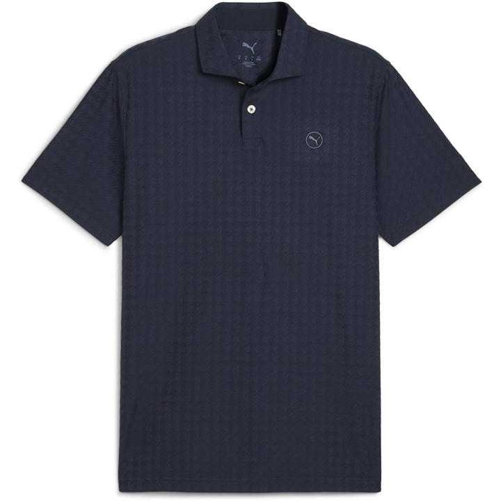 Puma Men's Blue Mattr Houndstooth Short Sleeve Performance Polo Shirt in Size L, Sports Direct