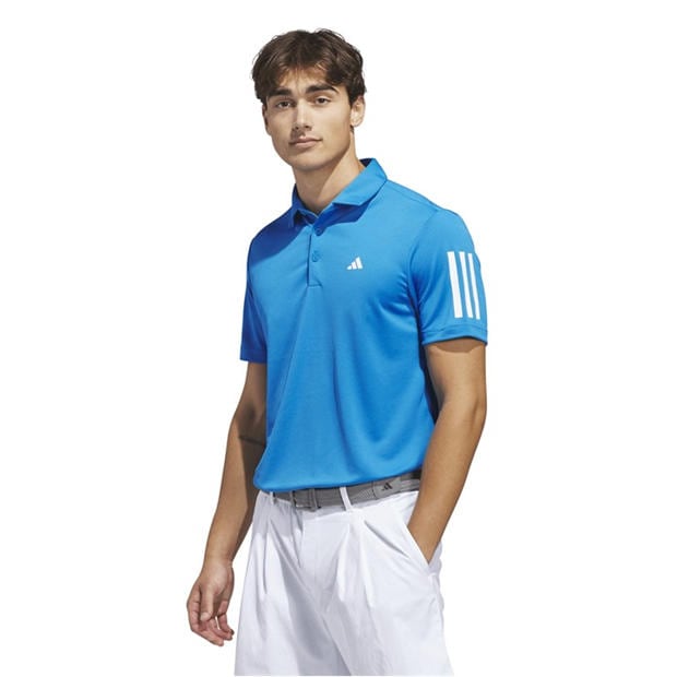 Bright Blue - adidas - 3 Stripe Polo Shirt Mens