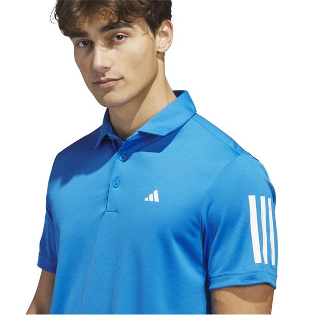 Bright Blue - adidas - 3 Stripe Polo Shirt Mens