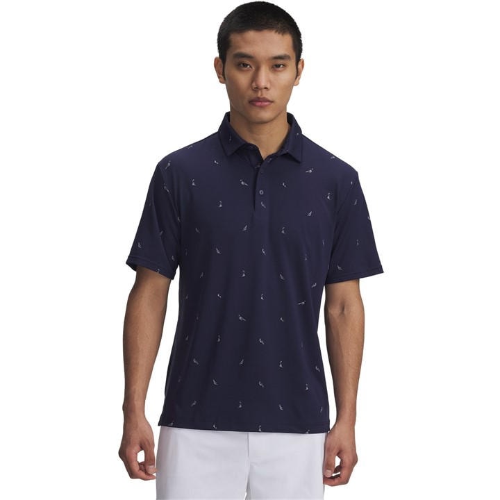 Under Armour Men's Blue Printed Short-Sleeve Performance Polo Shirt in Size XL, Sports Direct
