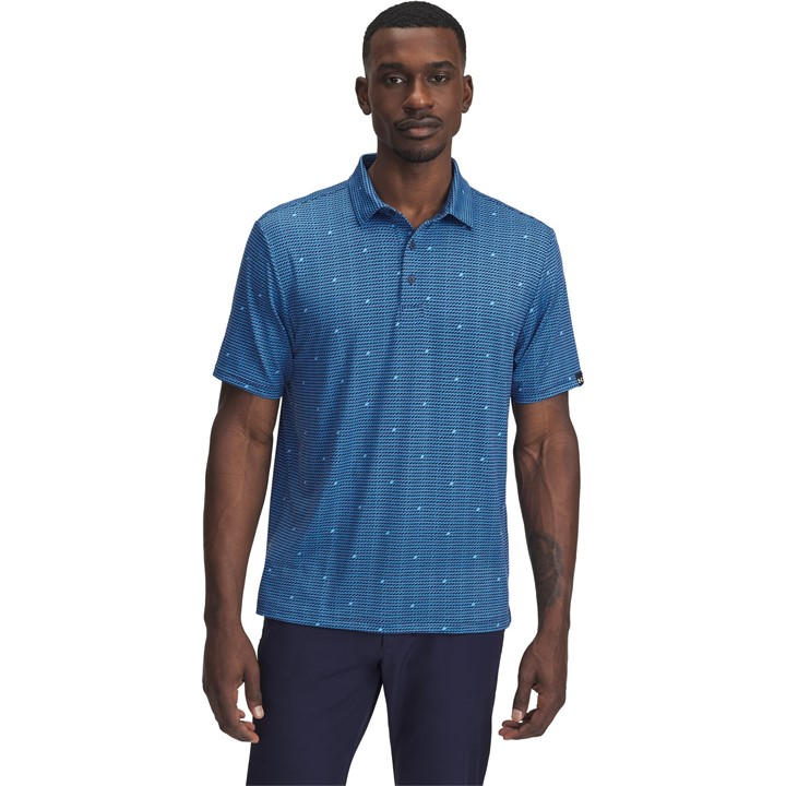 Under Armour Men' Blue Printed Short-Sleeve Performance Polo Shirt in Size S, Sports Direct