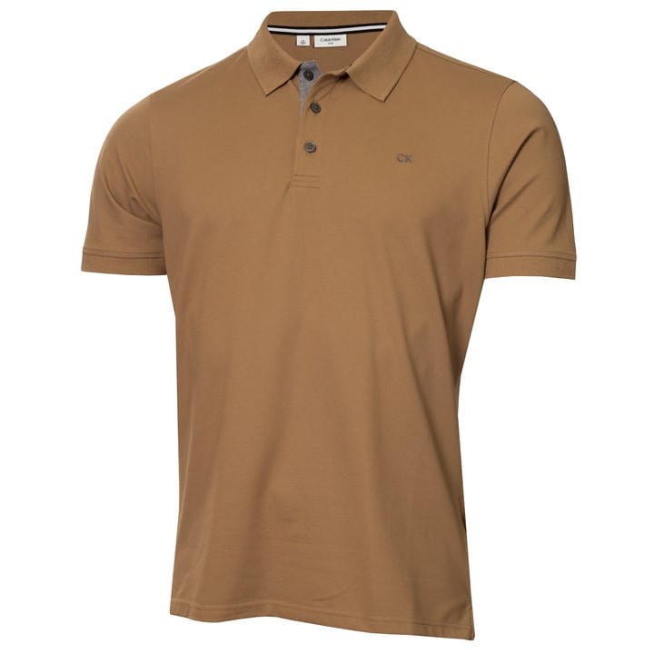 Calvin Klein Golf Men' Brown Short Sleeve Performance Polo Shirt in Size S, Sports Direct
