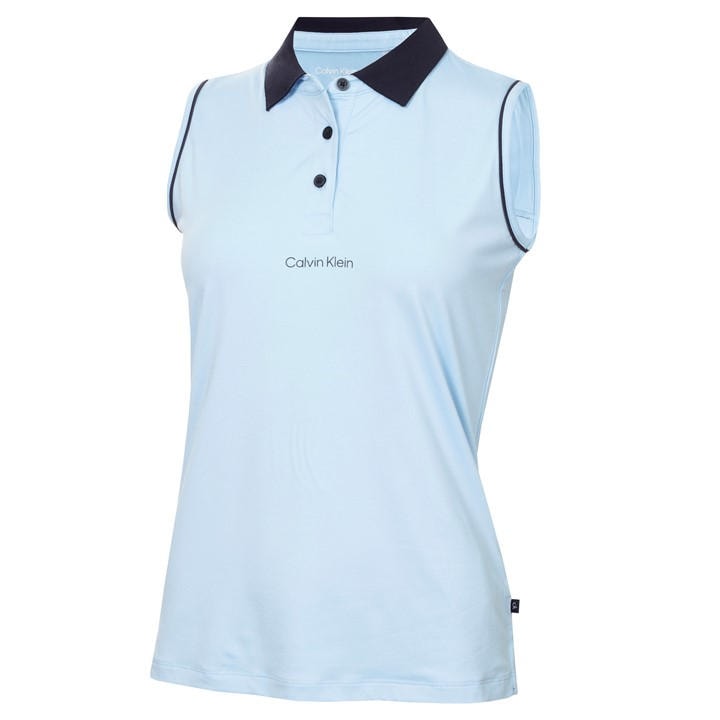 Calvin Klein Golf Women's Blue Sleeveless Performance Polo Shirt in Size 12, Sports Direct