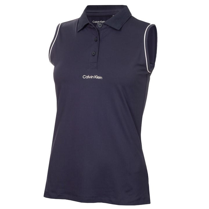 Calvin Klein Golf Women's Blue Sleeveless Performance Polo Shirt in Size 12, Sports Direct