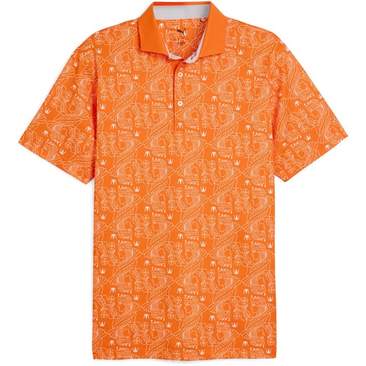 Puma Men's Orange Royal Polo Pique Short Sleeve Performance Polo Shirt in Size L, Sports Direct