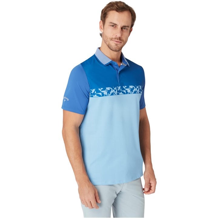 Callaway Men's Blue Oxford Short-Sleeve Performance Polo Shirt in Size M, Sports Direct