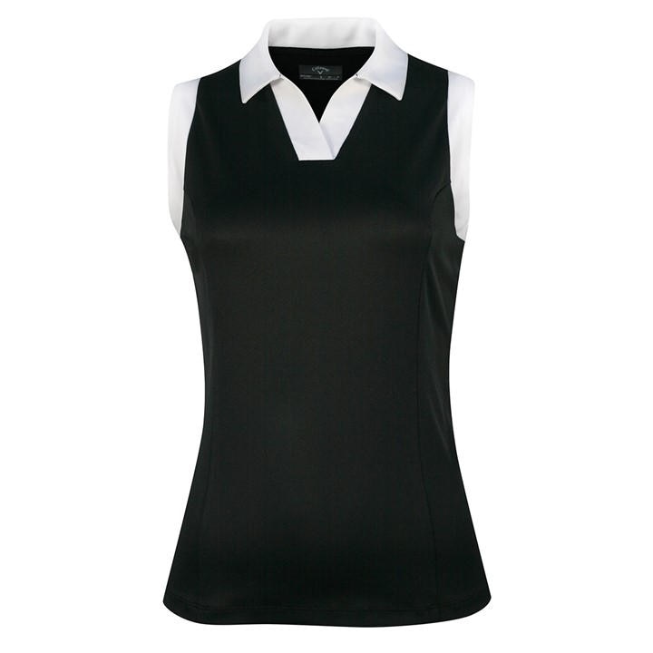 Callaway Women's Black Sleeveless Performance Polo Shirt in Size 14, Sports Direct