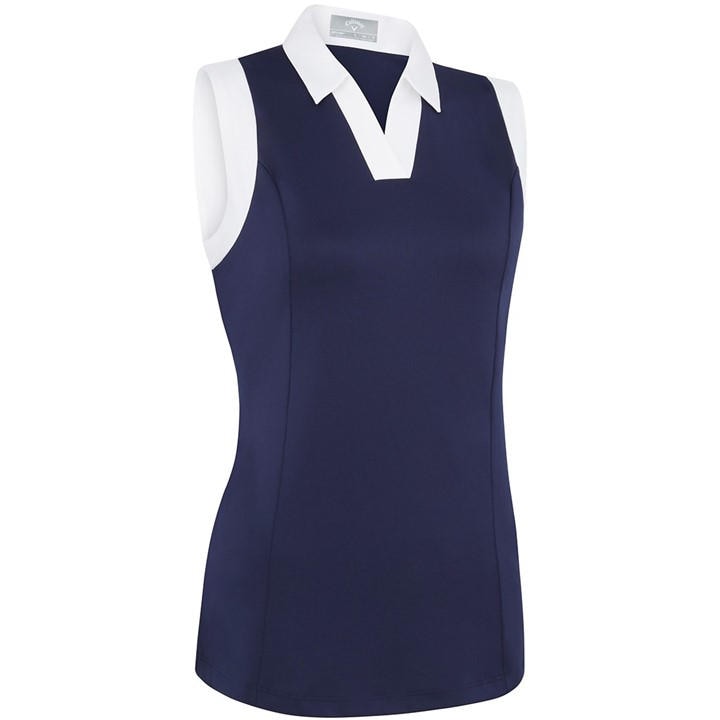 Callaway Women's Blue Sleeveless Performance Polo Shirt in Size 14, Sports Direct