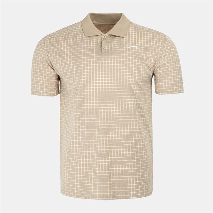 Slazenger Men' Beige Check Golf Polo in Size S, Sports Direct