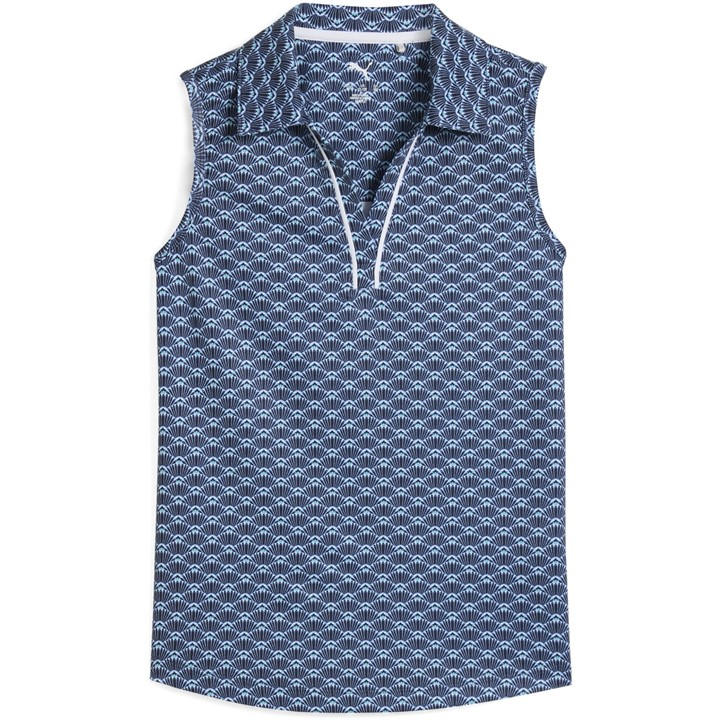 Puma Girls Blue Kids' Scallop Sleeveless Performance Polo Shirt in Size S, Sports Direct