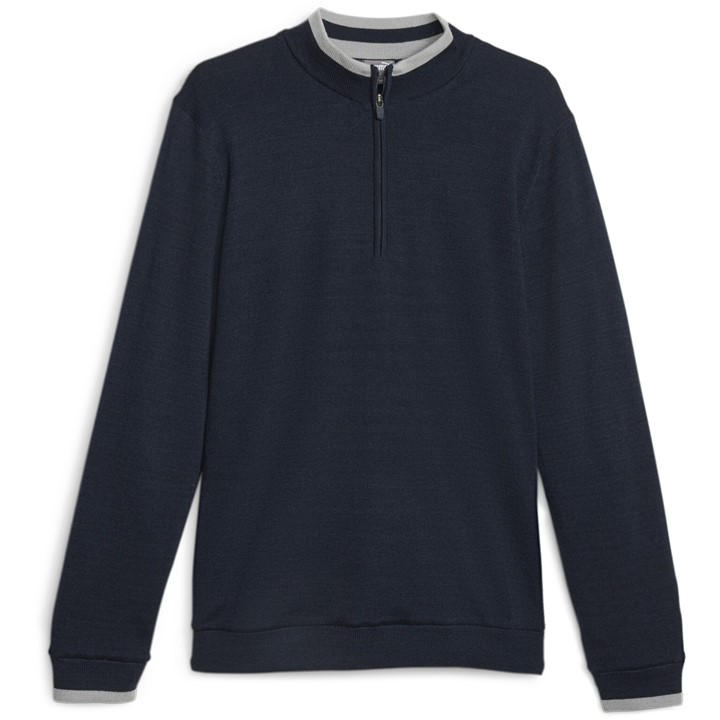Puma Men's Blue Windblock Long Sleeve Performance Polo Shirt in Size M, Sports Direct
