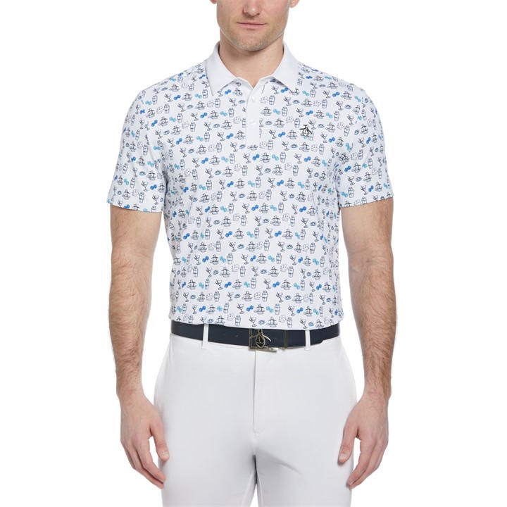 Original Penguin Golf Men' White Short-Sleeve Performance Polo Shirt in Size S, Sports Direct