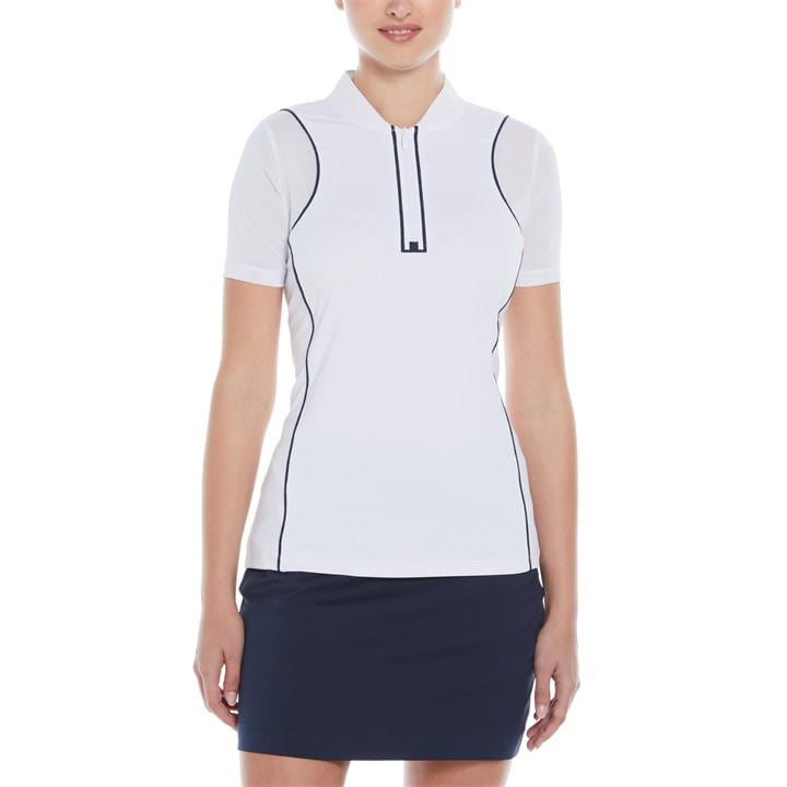 Original Penguin Golf Women's White Pg Zipped Front Short-Sleeve Performance Polo Shirt in Size 12, Sports Direct