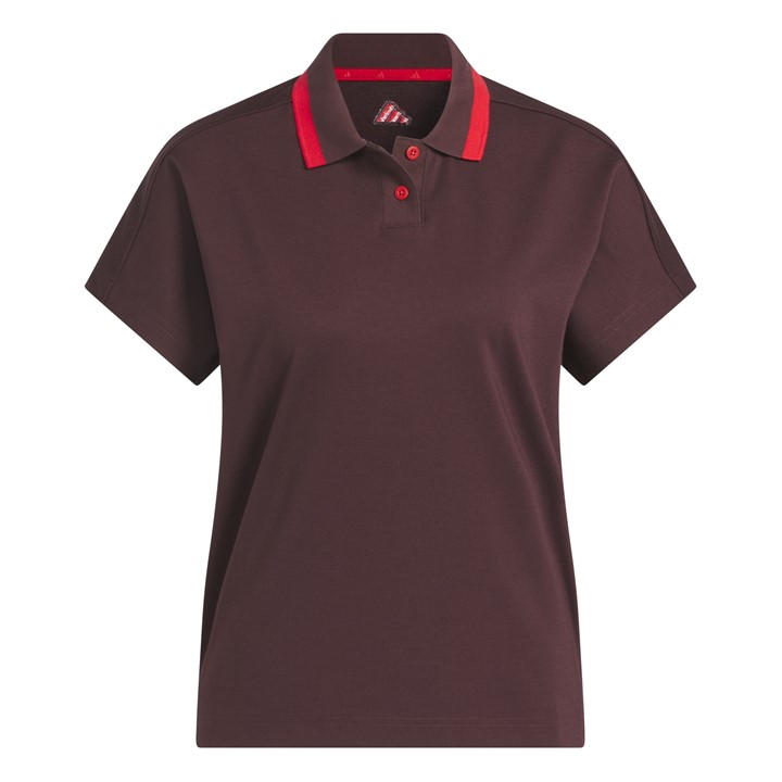 Adidas Women's Red Go-To 2Btn Short Sleeve Performance Polo Shirt in Size L, Sports Direct