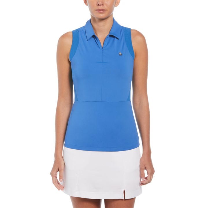 Original Penguin Golf Women's Blue Sleeveless Performance Polo Shirt in Size 16, Sports Direct