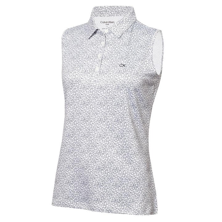 Calvin Klein Golf Women's White Sleeveless Performance Polo Shirt in Size 10, Sports Direct