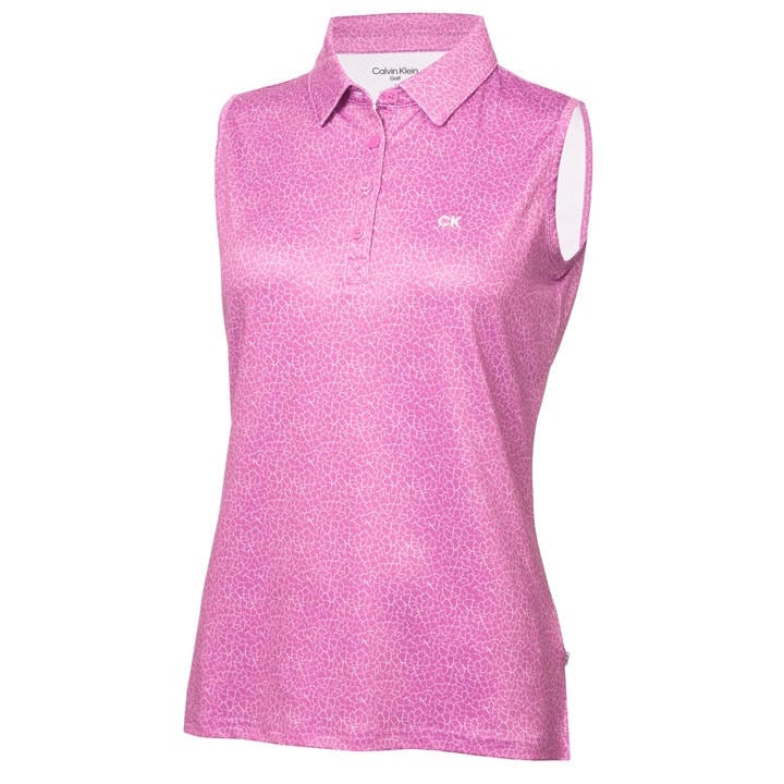 Calvin Klein Golf Women's Pink Sleeveless Performance Polo Shirt in Size 8, Sports Direct