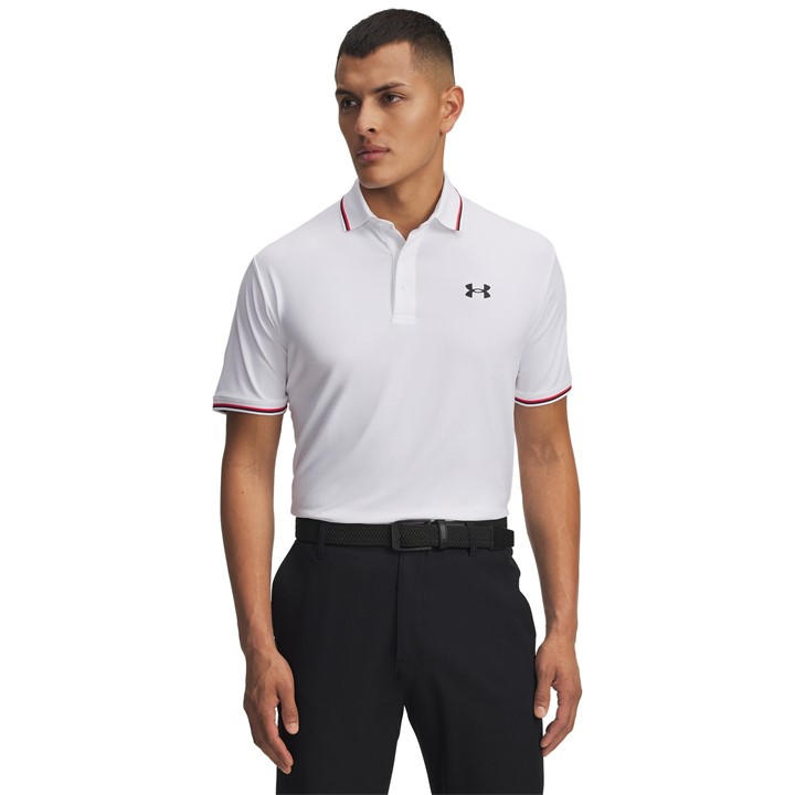 Under Armour Men's White Ribbed Short Sleeve Performance Polo Shirt in Size XL, Sports Direct