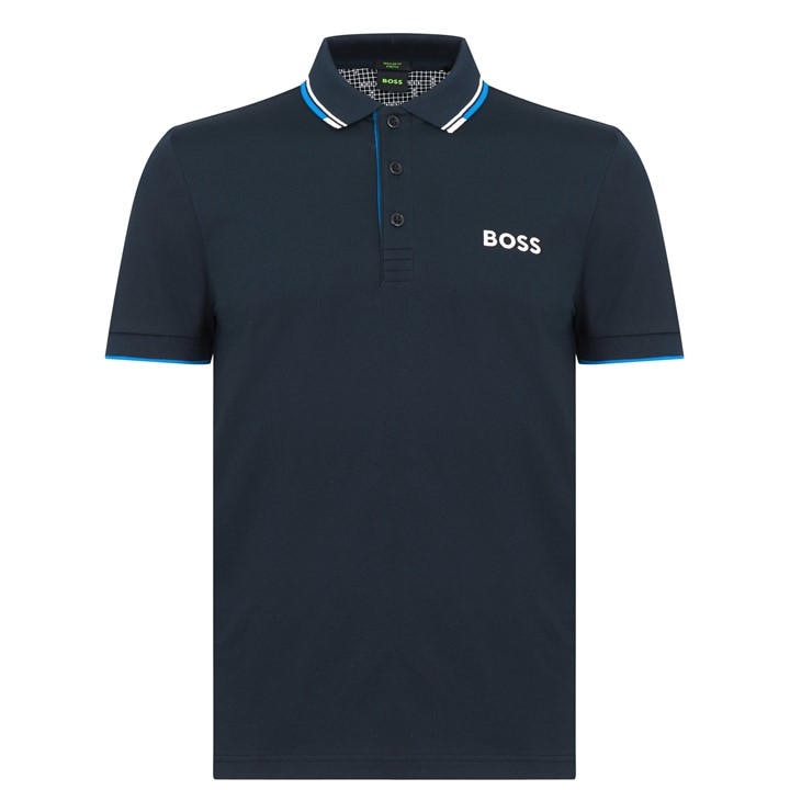 Boss Men's Blue Green Paddy Pro Premium Cotton Polo Shirt in Size L, Sports Direct