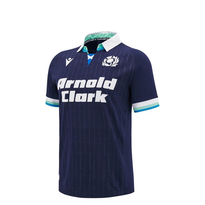 Scotland   Kids   Rugby Home Shirt 2024 , Football by Macron in Size 7 - 8 Years, Sports Direct