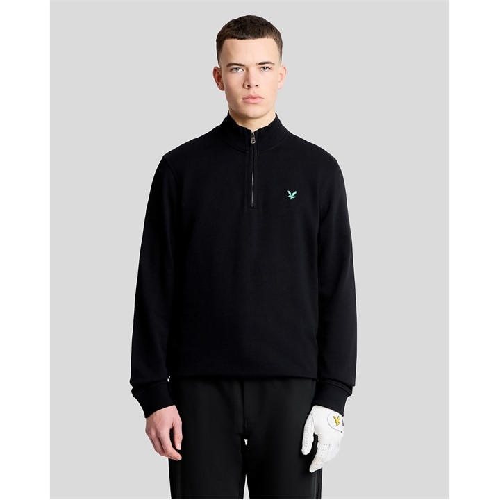 Lyle And Scott Men's Black Lyle & Scott Golf Green Eagle Quarter Zip Midlayer in Size M, Sports Direct