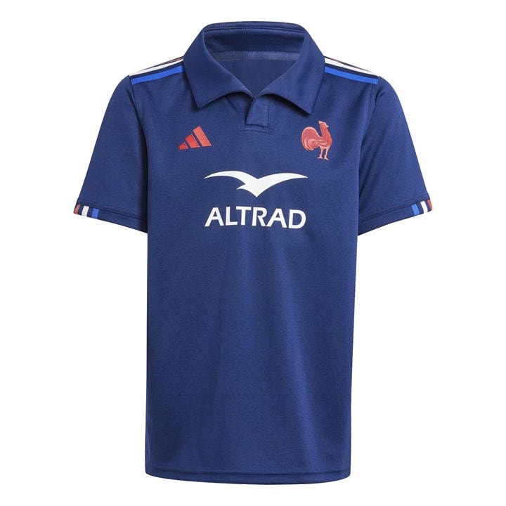 France  Boys   Rugby Home Shirt 2024 , Football by adidas in Size 9 - 10 Years, Sports Direct