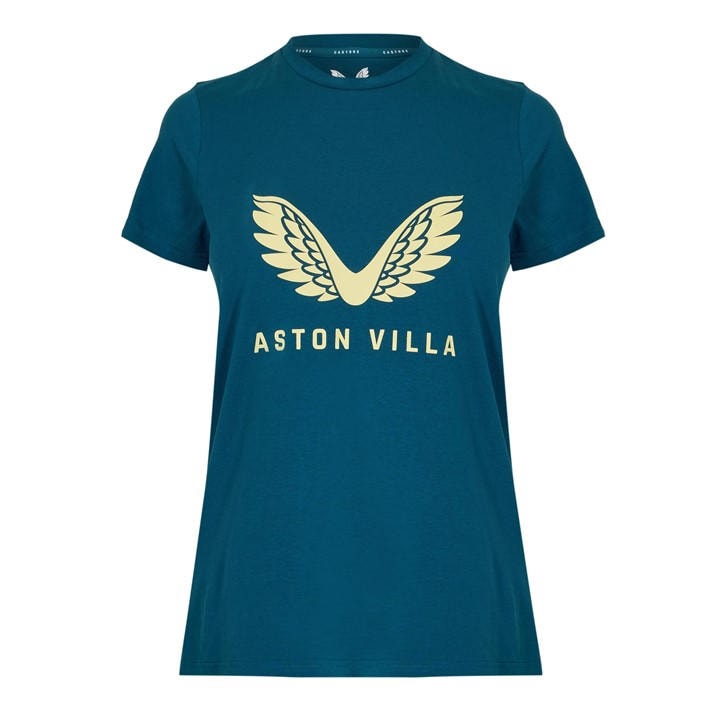 Aston Villa  Women's   Short Sleeve Licensed T-Shirt, Football by Castore in Size 16, Sports Direct