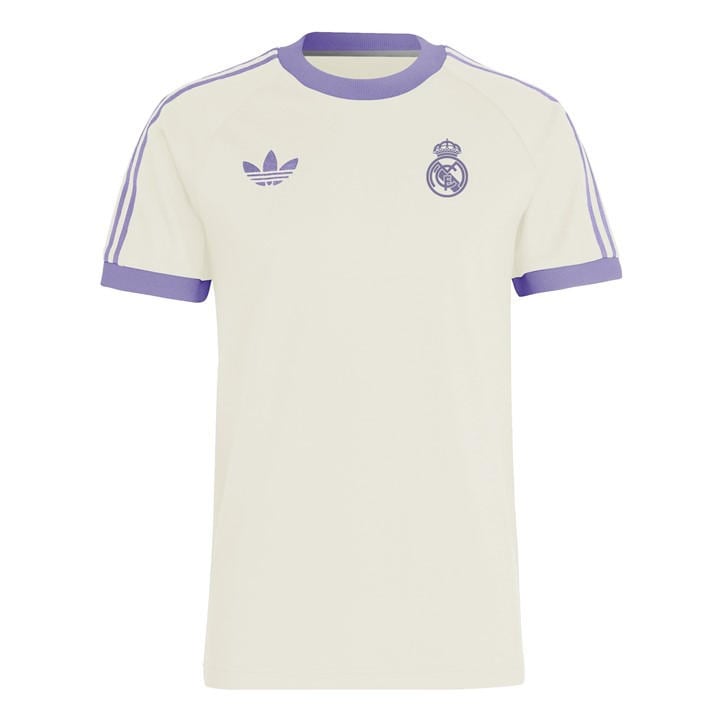 Adidas Men's Purple Originals Real Madrid Adicolor Classics 3-Stripes T-Shirt Adults Large