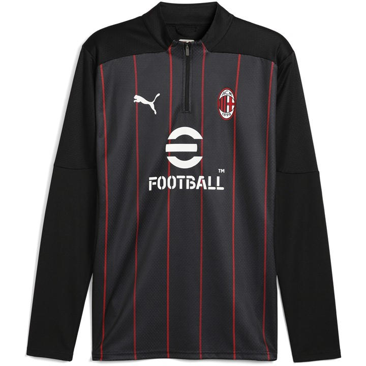 Ac Milan  Men's   Prematch Quarter Zip Top 24/25 , Football by Puma in Size L, Sports Direct