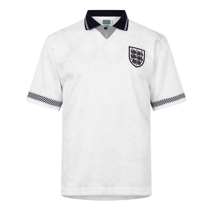 England  Men's   1990 World Cup Home Shirt, Football by Score Draw in Size XS, Sports Direct