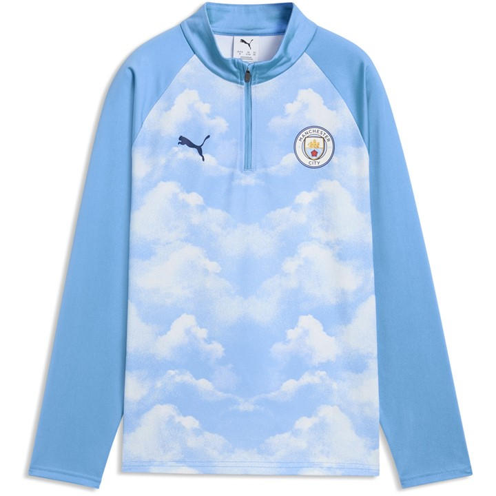 Puma Kids Blue Manchester City FC Warm Up 1/4 Zip Top in Size 13-14Y, JD Sports - Image 3