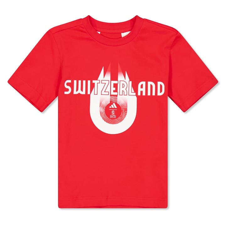 Switzerland  Boys  Kids'  Tey Crew Neck T-Shirt, Football by adidas in Size 5 - 6 Years, Sports Direct