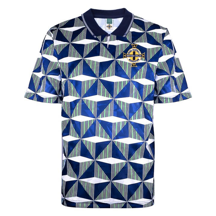 Score Draw Men's Blue Northern Ireland '90 Away Shirt Adults Large