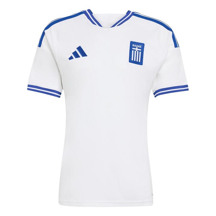 Adidas Men's White Greece Home Shirt 2026 in Size M, Sports Direct